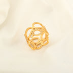 Gold Openwork Statement Ring with White CZ Accents