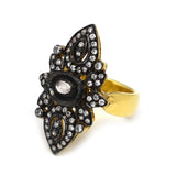 White CZ Black Rhodium Cocktail Ring