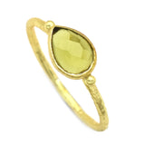 Brass 22k Gold Plated Green Tourmaline Statement Rings