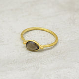 Brass 22k Gold Plated Hammered with Multi Gemstone Statement Rings