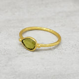 Brass 22k Gold Plated Hammered with Multi Gemstone Statement Rings