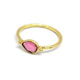 Brass 22k Gold Plated Hammered with Multi Gemstone Statement Rings