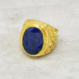 Brass 22k Gold Plated Blue Sapphire Gemstone Rings, Wholesale jewelry