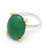 gold, silver plated green onyx rings, women accessory, Wholesale jewelry