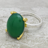 gold, silver plated green onyx rings, women accessory, Wholesale jewelry