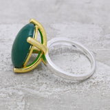 Brass gold, silver plated green onyx rings, women accessory, Wholesale jewelry