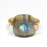 Square Labradorite, Rainbow Rings