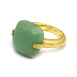 Rainbow and Chrysoprase Gemstone Rings in 925 Silver Gold Plated