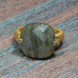 Square Labradorite, Rainbow Rings