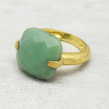 Rainbow and Chrysoprase Gemstone Rings in 925 Silver Gold Plated