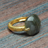 Square Labradorite, Rainbow Rings