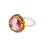 Gold, , Black Rhodium Plated Pink Tourmaline Designer Rings