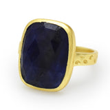 Solid 925 Silver  Blue Sapphire Statement Rings