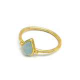 Minimalistic Aqua Chalcedony Teardrop Ring