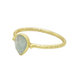 Minimalistic Aqua Chalcedony Teardrop Ring