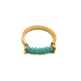 Brass 22k Gold Plated Aqua Chalcedony, Iolite Beads Band Rings, Wholesale jewelry