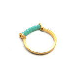 Brass 22k Gold Plated Aqua Chalcedony, Iolite Beads Band Rings, Wholesale jewelry