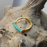 Brass 22k Gold Plated Aqua Chalcedony, Iolite Beads Band Rings, Wholesale jewelry