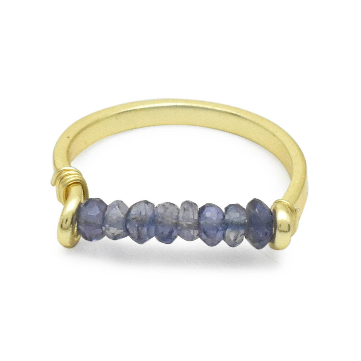 Iolite Beads Bar Band Rings - La Vitá Jewels