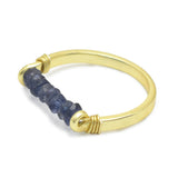 Brass 22k Gold Plated Aqua Chalcedony, Iolite Beads Band Rings, Wholesale jewelry