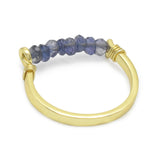 Brass 22k Gold Plated Aqua Chalcedony, Iolite Beads Band Rings, Wholesale jewelry