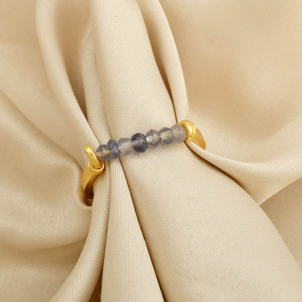 Iolite Beads Bar Band Rings - La Vitá Jewels