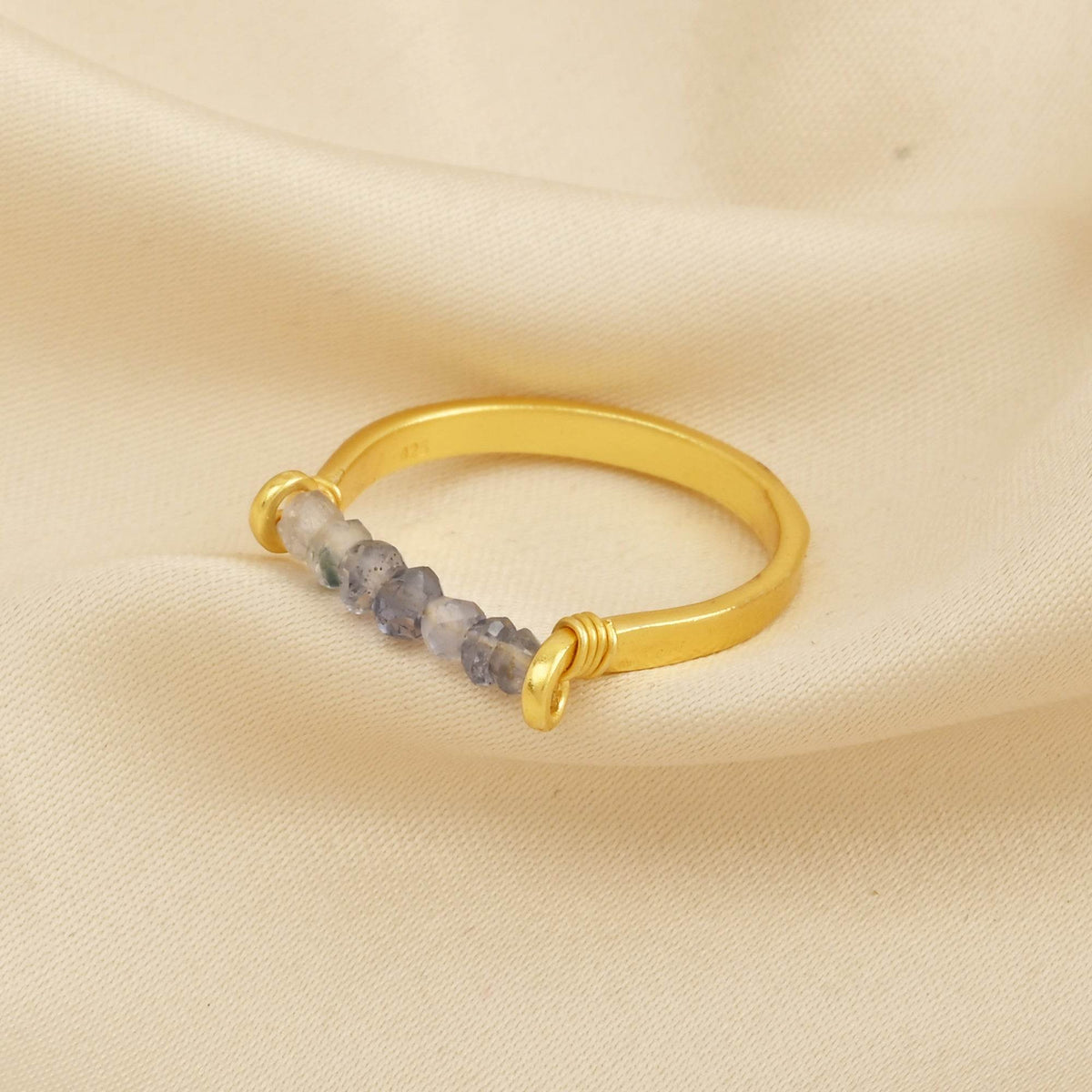 Iolite Beads Bar Band Rings - La Vitá Jewels
