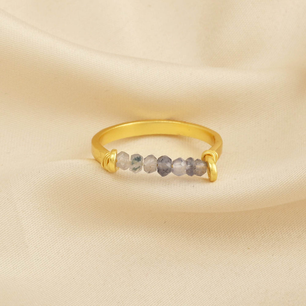 Iolite Beads Bar Band Rings - La Vitá Jewels