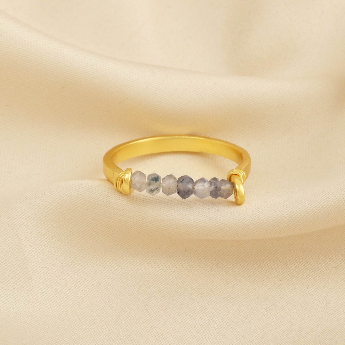 Iolite Beads Bar Band Rings - La Vitá Jewels