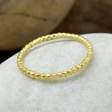 Brass 22k Gold Plated Beaded Thin Band Rings