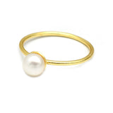 Natural Pearl Gemstone Statement Ring, Brass 22k Gold Plated Rings