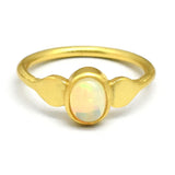 Natural Opal Gemstone Statement Ring, Gold Handmade Jewelry