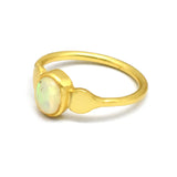 Natural Opal Gemstone Statement Ring, 925 Silver Gold Handmade Jewelry