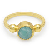 Solid 925 Silver Amazonite Statement Rings, Gold Plated Gemstone Ring, Wholesale jewelry