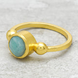 Solid 925 Silver Amazonite Statement Rings, Gold Plated Gemstone Ring, Wholesale jewelry