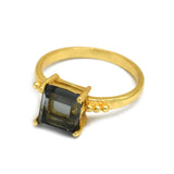 22k  Square Cut London BT Gemstone Statement Ring