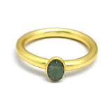 Brass 22k Gold Plated Emerald Gemstone Minimalist Statement Rings