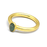 Brass 22k Gold Plated Emerald Gemstone Minimalist Statement Rings