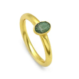 Brass 22k Gold Plated Emerald Gemstone Minimalist Statement Rings