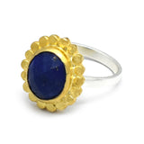 Sapphire Stone 925 Silver Gold Plated Ring