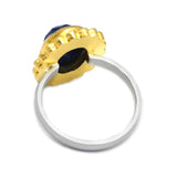 Sapphire Stone 925 Silver Gold Plated Ring