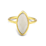 White Chalcedony ring, marquise shape ring, 925 silver ring, 22k gold plated ring, women accessory, gifts jewelry, gifts for her