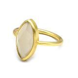 White Chalcedony ring, marquise shape ring, 925 silver ring, 22k gold plated ring, women accessory, gifts jewelry, gifts for her