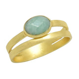 925 Sterling Silver Gold Plated Amazonite Gemstone Rings, Statement Rings, Wholesale jewelry