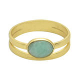 925 Sterling Silver Gold Plated Amazonite Gemstone Rings, Statement Rings, Wholesale jewelry