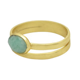 925 Sterling Silver Gold Plated Amazonite Gemstone Rings, Statement Rings, Wholesale jewelry