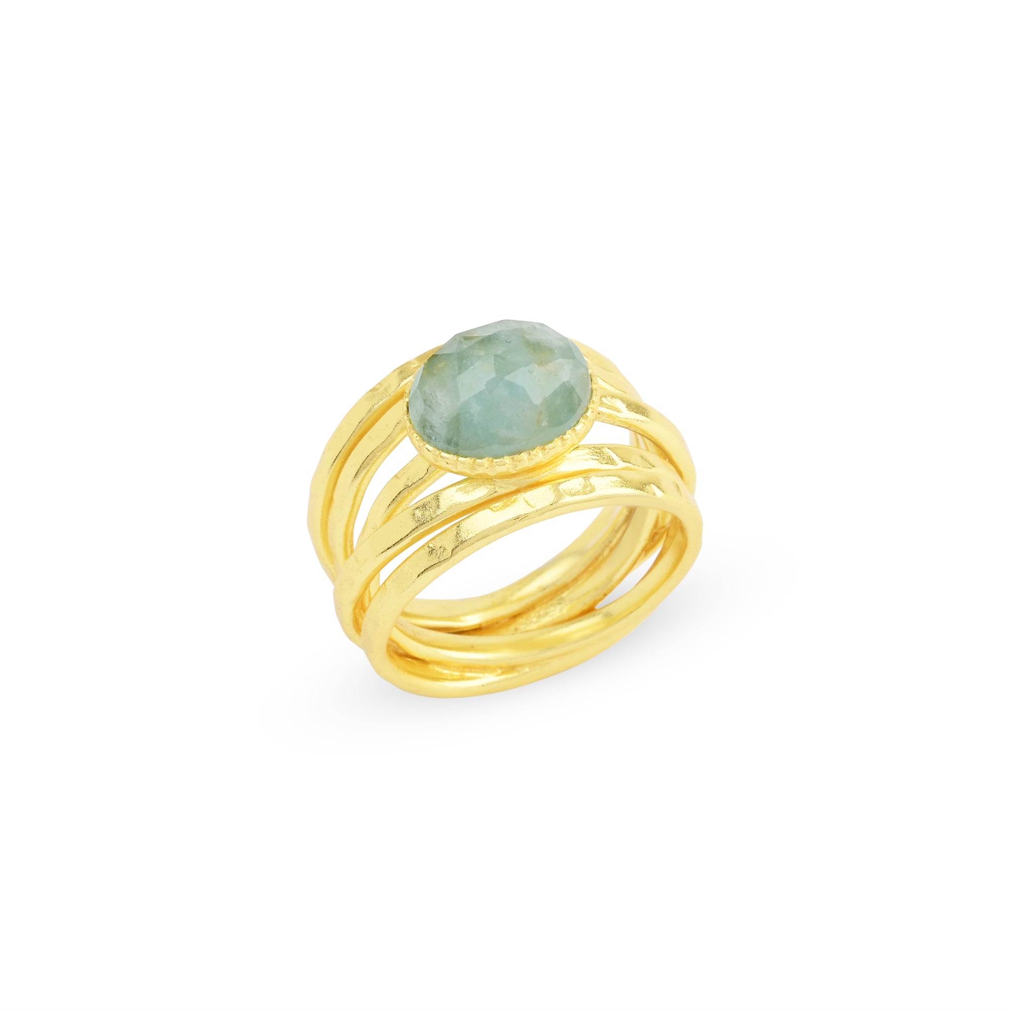Pearl, Aquamarine, Black Onyx Statement Ring - La Vitá Jewels