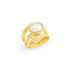 Pearl, Aquamarine, Black Onyx Statement Ring - La Vitá Jewels
