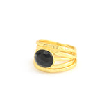 Pearl, Aquamarine, Black Onyx Statement Ring