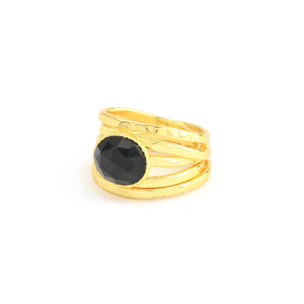 Pearl, Aquamarine, Black Onyx Statement Ring - La Vitá Jewels